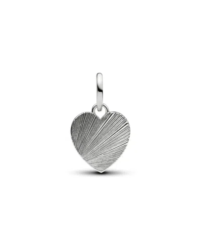 Pandora Blue Glitter Enamel Engravable Heart Dangle Charm In Blue