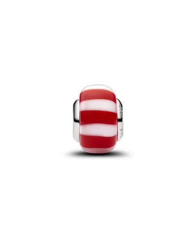 Pandora Murano Glass Peppermint Charm In Red