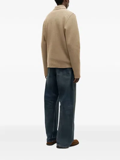 Samsoe & Samsoe Full-zip Wool Shirt Jacket In Neutrals