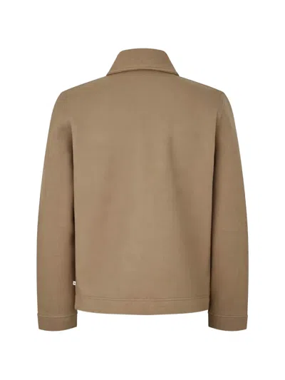 Samsoe & Samsoe Full-zip Wool Shirt Jacket In Neutrals