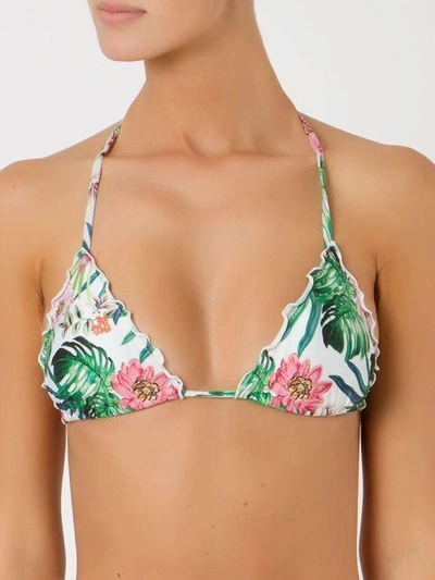 Shop Amir Slama Printed Triangle Bikini Top - White