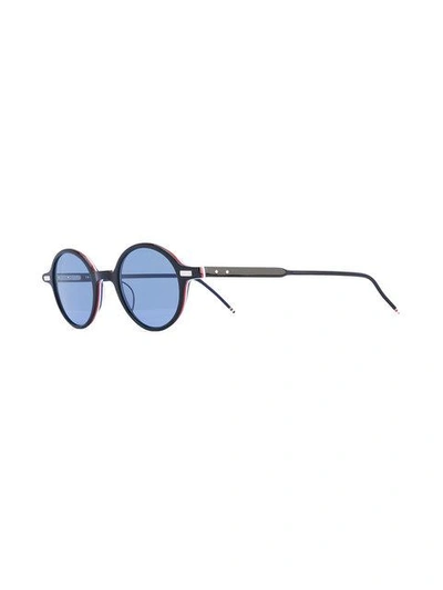 Shop Thom Browne Round Black Sunglasses With Red, White And Blue Frame