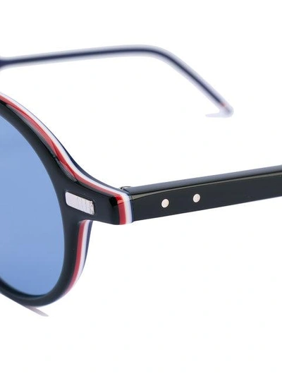 Shop Thom Browne Round Black Sunglasses With Red, White And Blue Frame