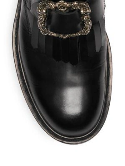 Shop Alexander Mcqueen Ornate Buckle Front Slip-on Shoes In Black