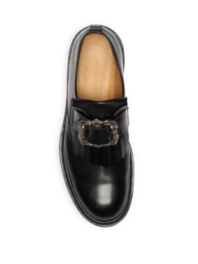 Shop Alexander Mcqueen Ornate Buckle Front Slip-on Shoes In Black