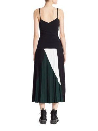 Shop Proenza Schouler Pleated Colorblock Dress In Black-multi