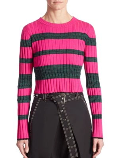 Shop Proenza Schouler Wool Cashmere & Silk Pullover In Black Electric Pink