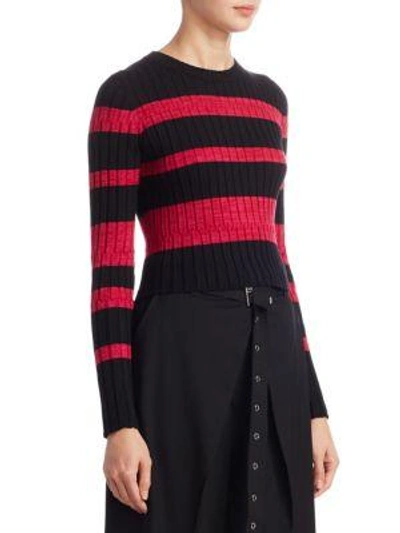 Shop Proenza Schouler Wool Cashmere & Silk Pullover In Black Electric Pink