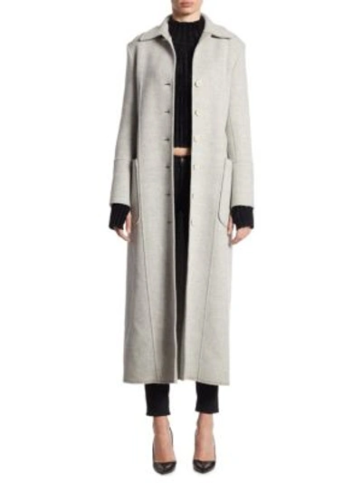 Shop Helmut Lang Double-faced Long Wool & Cashmere Coat In Snow Melange