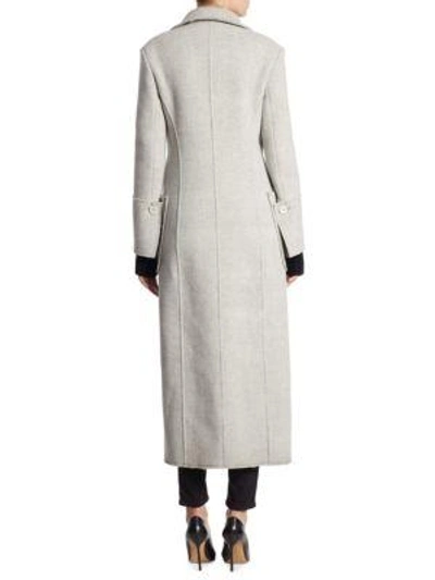 Shop Helmut Lang Double-faced Long Wool & Cashmere Coat In Snow Melange