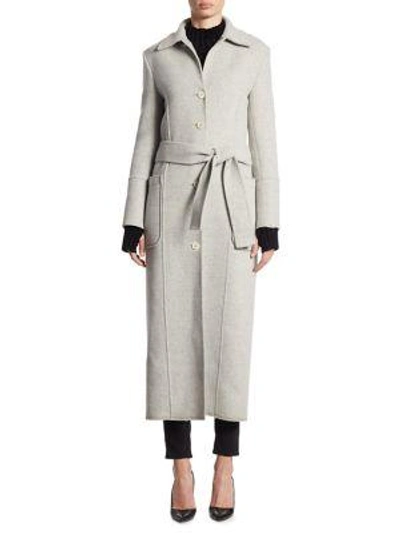 Shop Helmut Lang Double-faced Long Wool & Cashmere Coat In Snow Melange