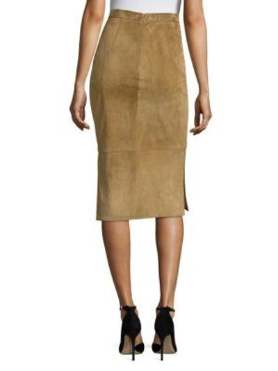 Shop Cushnie Et Ochs Odessa Suede Pencil Skirt In Sandstone