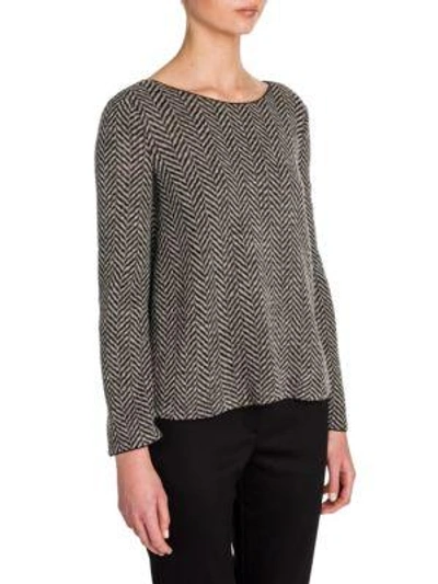 Shop Giorgio Armani Herringbone Wool Top