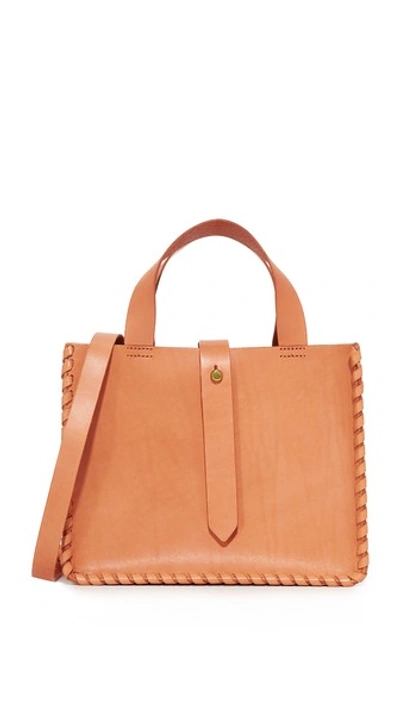 Madewell Whipstitch Mini Leather Tote Bag In Desert Sand