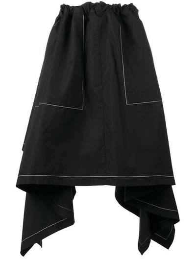 Jw Anderson Asymmetric Light Cotton Poplin Skirt In Black