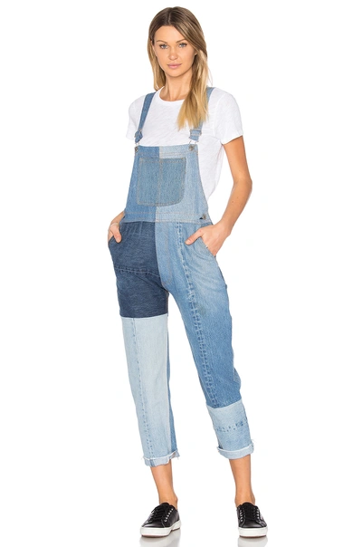 Re/done Patchwork Denim Overalls In 碎花