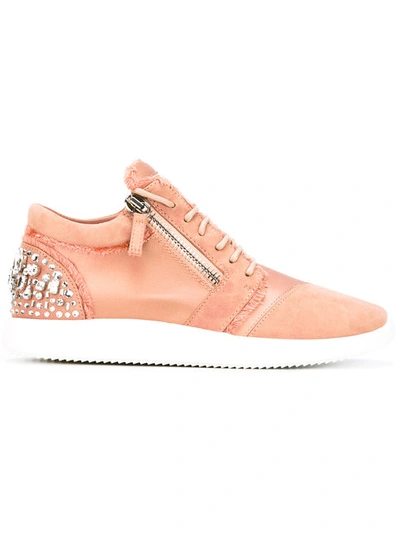 Shop Giuseppe Zanotti Crystal Embellished Sneakers In Pink