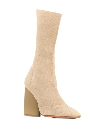 Shop Yeezy Season 4 High Heel Sock Boots In Neutrals