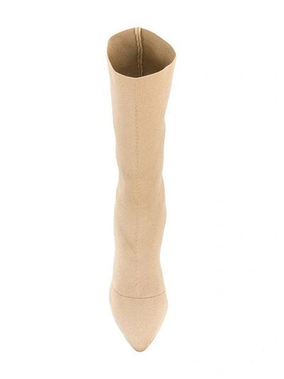 Shop Yeezy Season 4 High Heel Sock Boots In Neutrals