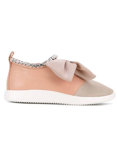 Giuseppe Zanotti 'singleg' Jewelled Collar Bow Leather Sneakers