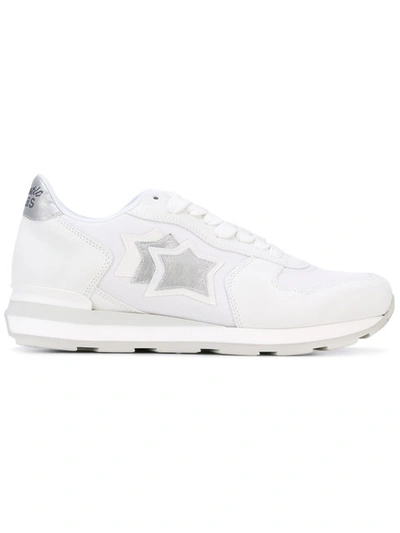 Atlantic Stars Vega White Leather And Fabric Sneaker In Bianco