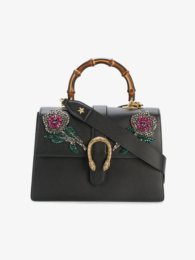 Shop Gucci Black Dionysus Embellished Large Tote Bag