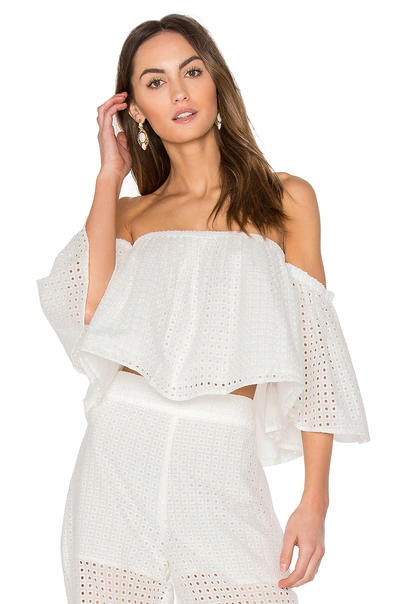 Blaque Label Eyelet Ruffle Top In White