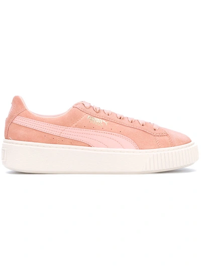 Puma Women's Suede Platform Core Casual Sneakers From Finish Line In Coral Cloud/white
