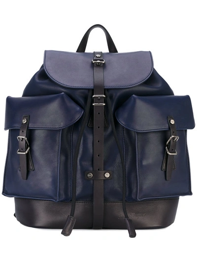 Ferragamo Multi-pocket Backpack In Blue Marine