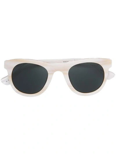 Shop Linda Farrow Round Frame Sunglasses In White