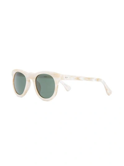 Shop Linda Farrow Round Frame Sunglasses In White