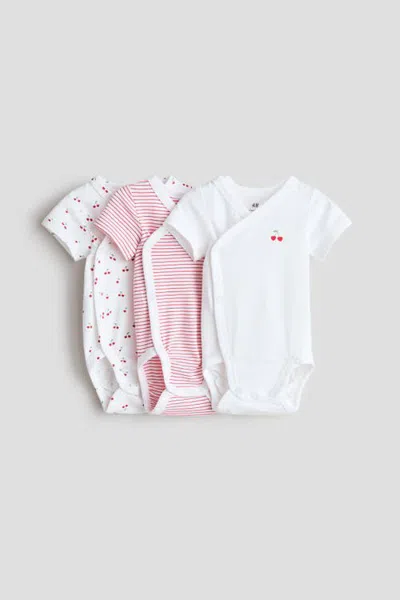 H&m 3-pack Wrapover Bodysuits In Multi