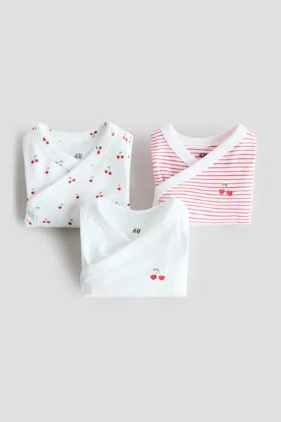 H&m 3-pack Wrapover Bodysuits In Multi
