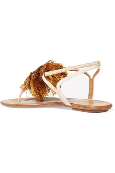 Shop Aquazzura + Johanna Ortiz Tangier Tasseled Two-tone Suede Sandals