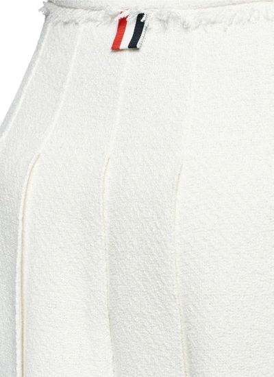 Shop Thom Browne Frayed Tweed Pleated Skirt