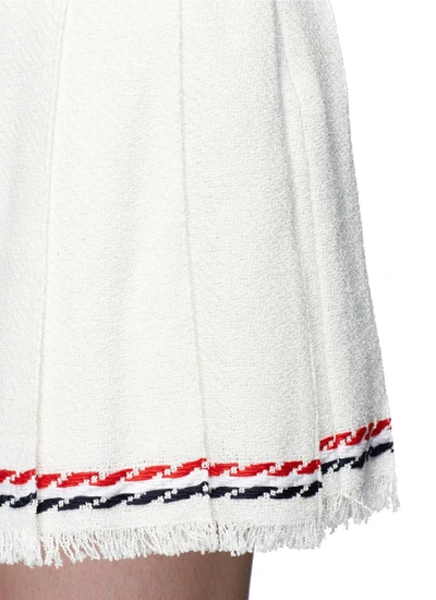 Shop Thom Browne Frayed Tweed Pleated Skirt