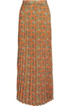 HOUSE OF HOLLAND Pleated floral-print crepe maxi skirt