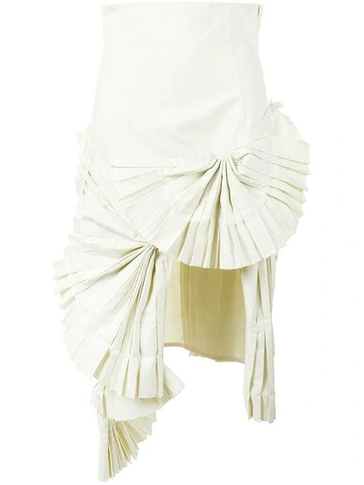 Shop Jacquemus Pleated Fan Asymmetric Skirt - Neutrals