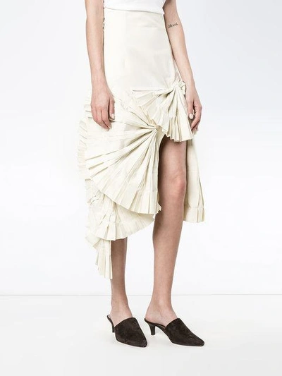 Shop Jacquemus Pleated Fan Asymmetric Skirt - Neutrals