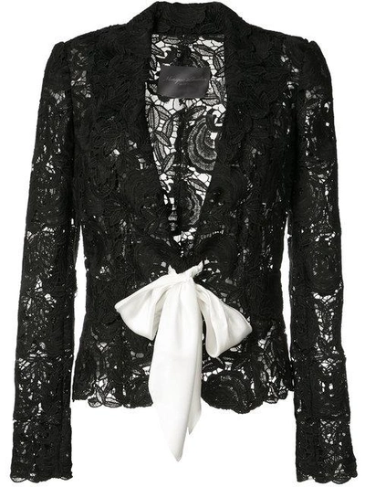 Shop Monique Lhuillier Tie-front Lace Jacket