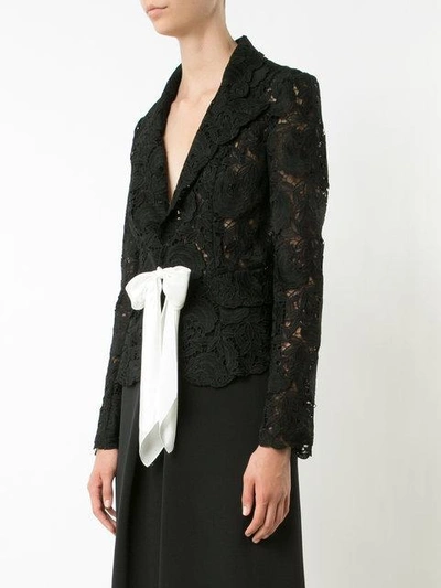Shop Monique Lhuillier Tie-front Lace Jacket
