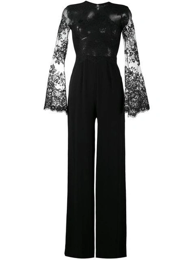 Shop Zuhair Murad Lace-panelled Jumpsuit In Black