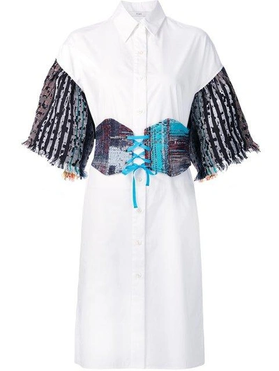 Shop Tome Tweed Sleeves Shirt Dress - White