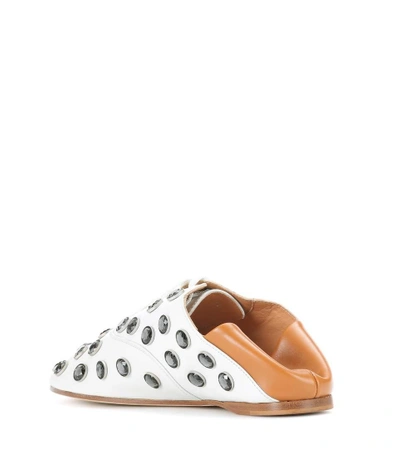 Shop Acne Studios Mika Stone Leather Lace-up Slippers In White