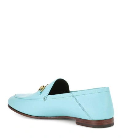 Shop Gucci Horsebit Leather Loafers In Blue