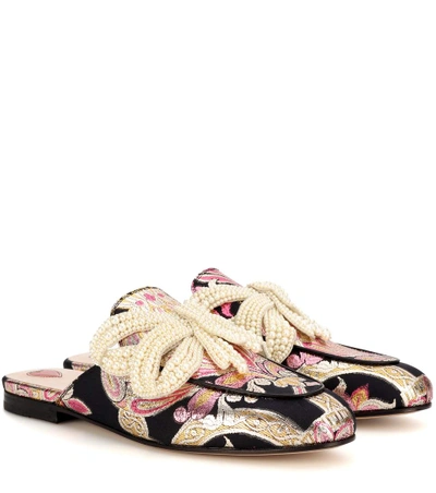 Gucci Princetown Embellished Brocade Slippers In Multicolor