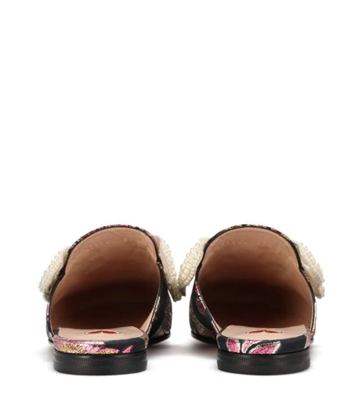 Shop Gucci Princetown Embellished Brocade Slippers In Multicoloured