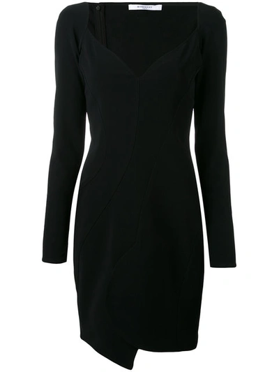 Givenchy Long-sleeve Cady Sweetheart Dress, Black