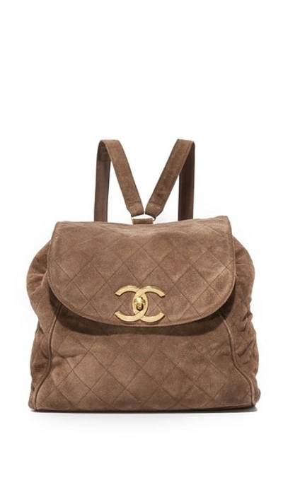 Chanel Suede Backpack (previously Owned) In Brown