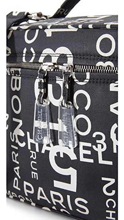 Shop Chanel Canvas Vanity Bag (previously Owned) In Black/white